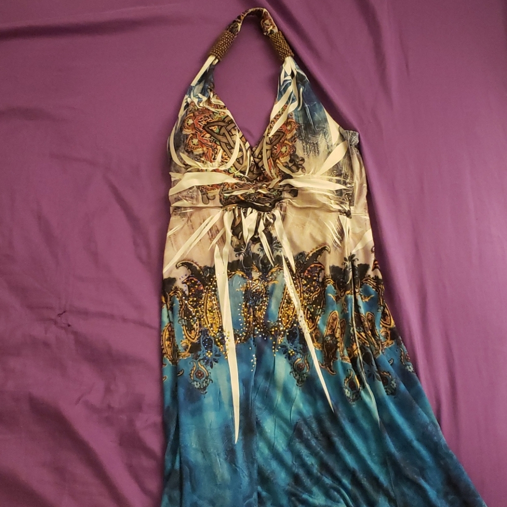 Multicolor halter dress